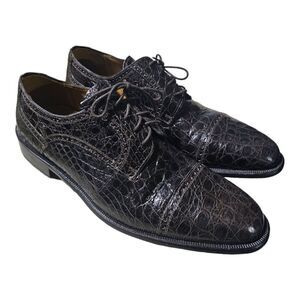 DAVID EDEN Brown Crocodile Oxford Lace-Up Shoes - Size 13